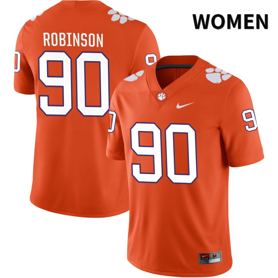 Women's Clemson Tigers Jabriel Robinson #90 College Orange NIL 2022 NCAA Authentic Jersey Cheap BXT21N0C